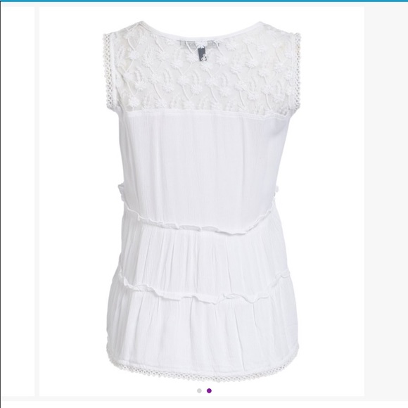 White Lace-Yoke Tiered Tank - Picture 2 of 6